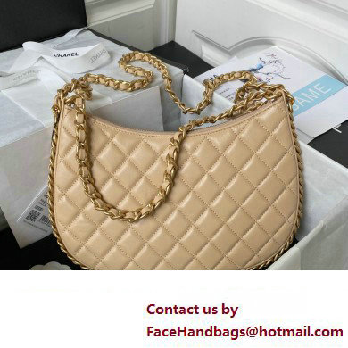 Chanel Shiny Crumpled Lambskin  &  Gold-Tone Metal Large Hobo Bag AS4368 Beige 2023